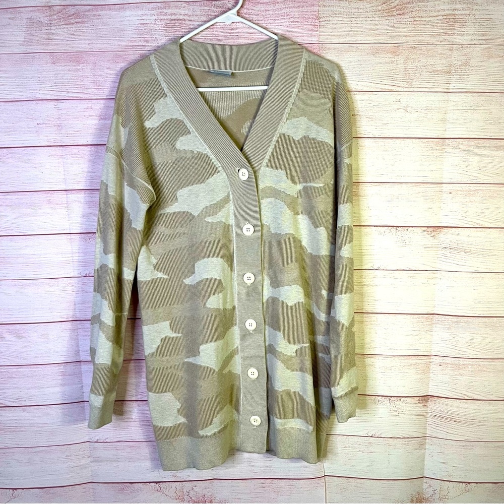 Columbia Tan Cream Camouflage Cardigan‎ Sweater Size Medium - Picture 2 of 7